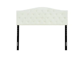 Queen Beige Button Diamond Tufted Shaped Upholstered Headboard