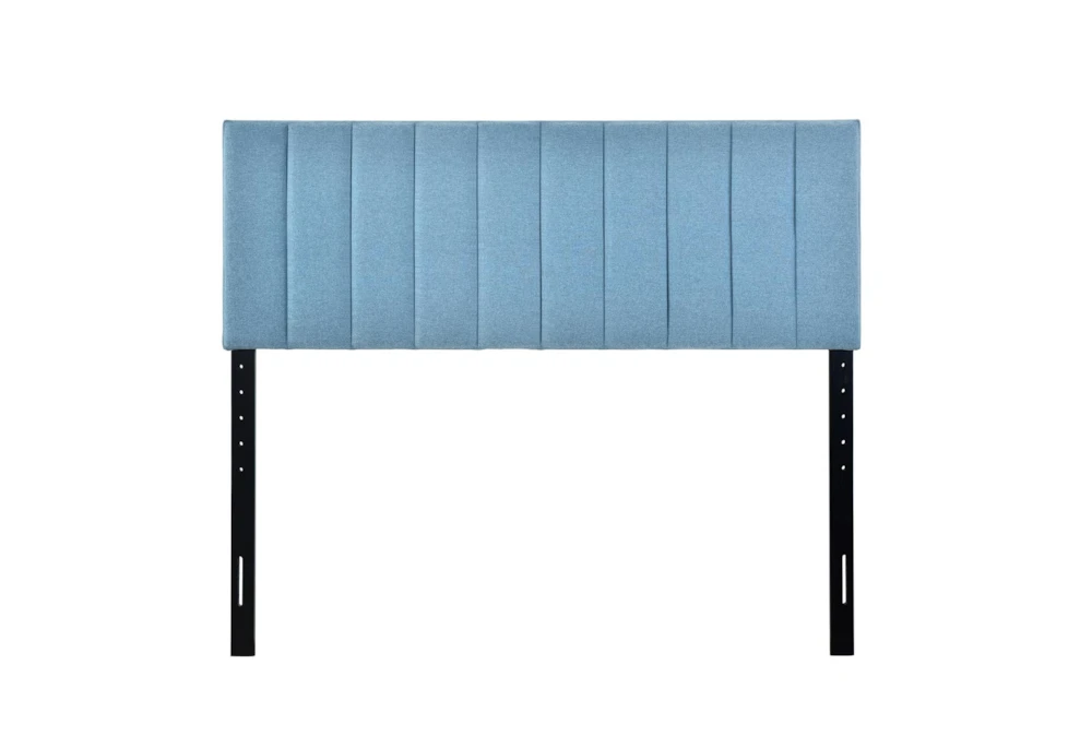 Queen Blue Vertical Channeled Upholstered Headboard