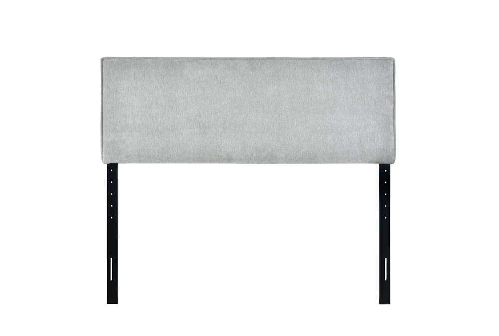 Queen Grey Modern Flange Welt Upholstered Headboard