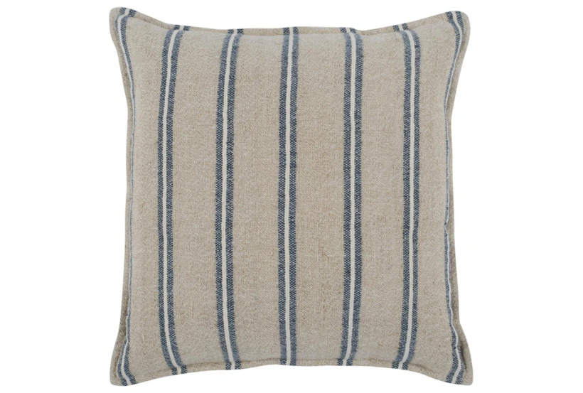 20X20 Blue + Natural Awning Stripe Throw Pillow - 360