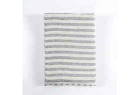 50X70 Ivory + Blue Cyprus Stripe + White Sherpa Reversible Throw Blanket