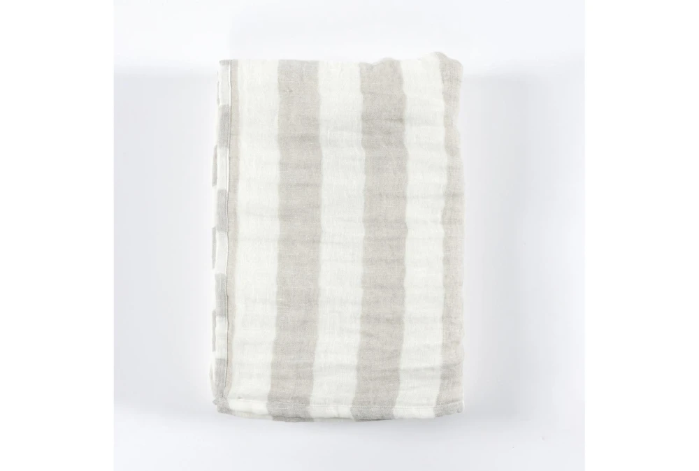 50X70 Ivory + Natural Atwater Stripe + White Sherpa Reversible Throw Blanket