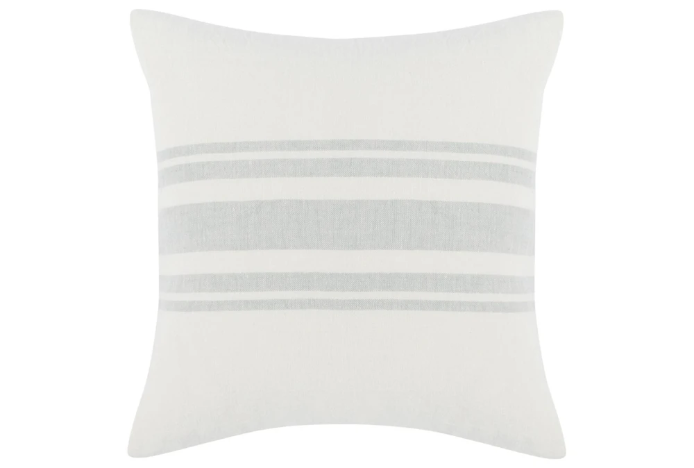 22X22 White + Eucalyptus Blue Center Stripe Throw Pillow