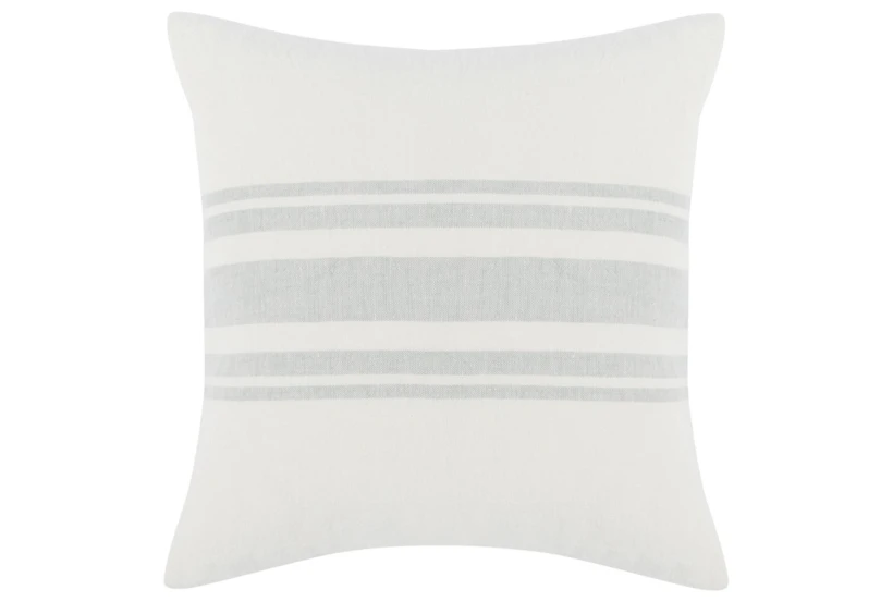 22X22 White + Eucalyptus Blue Center Stripe Throw Pillow - 360