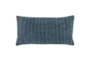 14X26 Blue Stonewashed Flax Linen Woven Lumbar Throw Pillow - Signature