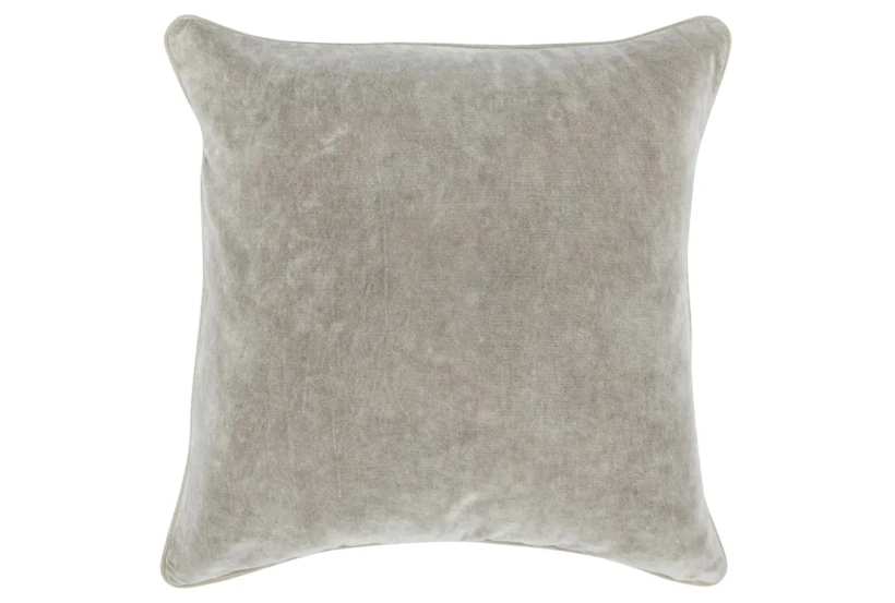 22X22 Silver Grey Stonewashed Velvet Throw Pillow - 360