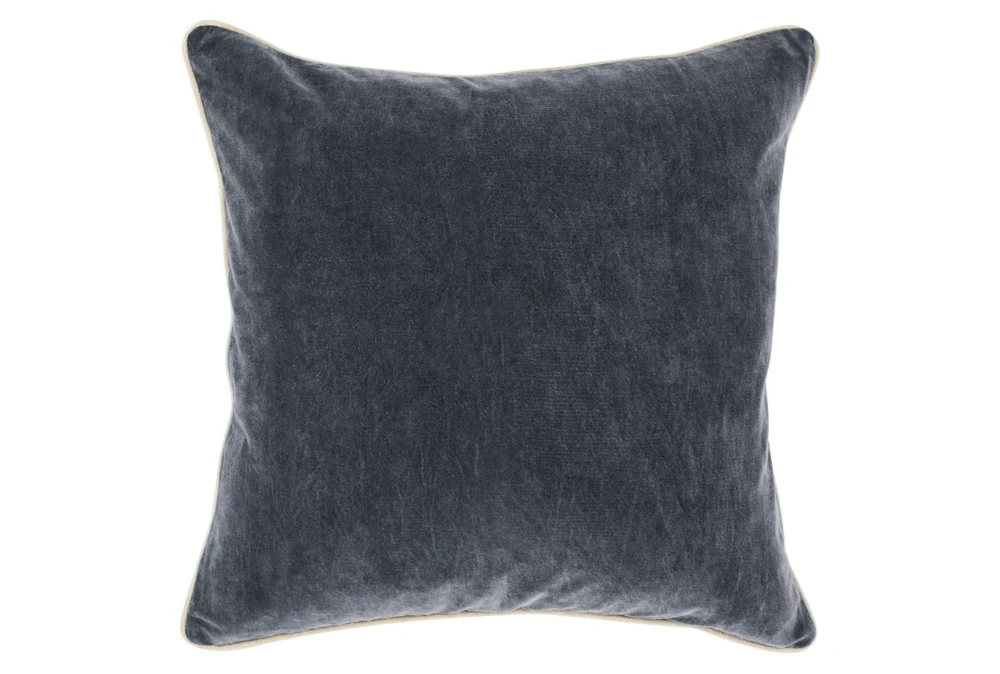 22X22 Steel Grey Stone Washed Velvet Throw Pillow