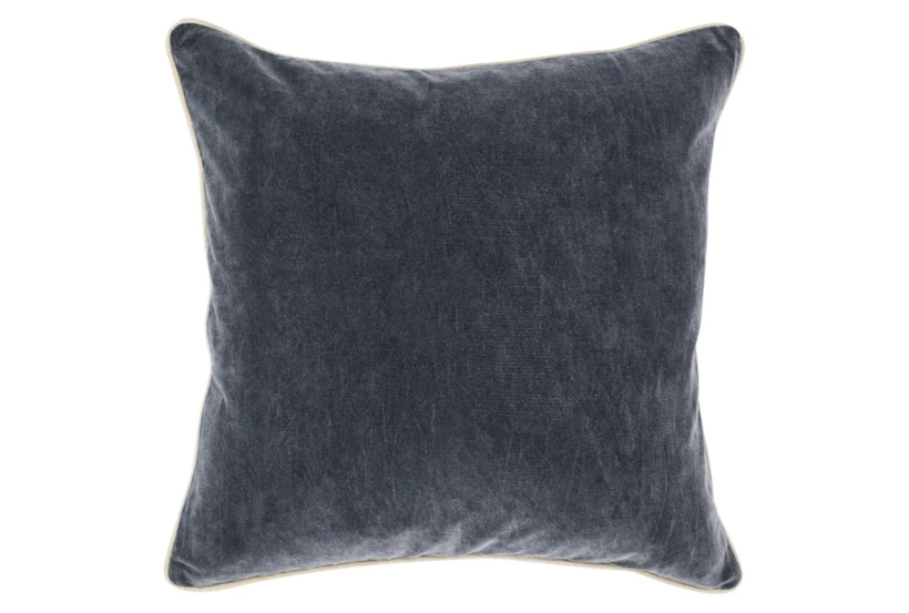 22X22 Steel Grey Stone Washed Velvet Throw Pillow - 360