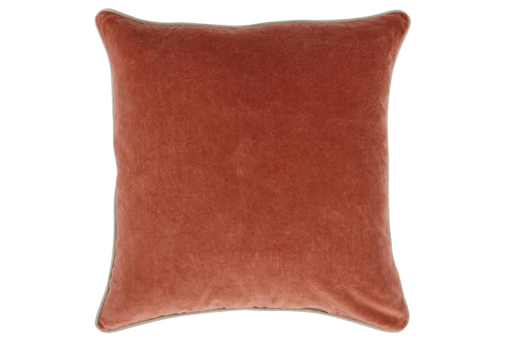 22X22 Terra Cotta Orange Stonewashed Velvet Throw Pillow