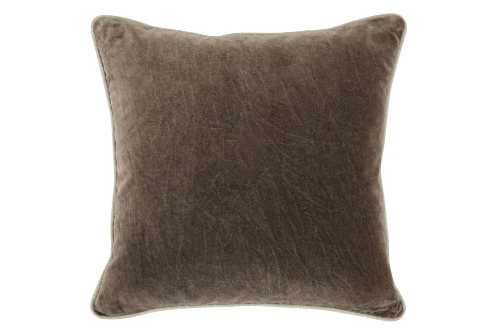 22X22 Desert Brown Stonewashed Velvet Throw Pillow
