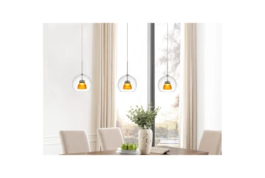 Addison 6X11.5 Frosted Amber Integrated Led Glass Mini Dome Pendant