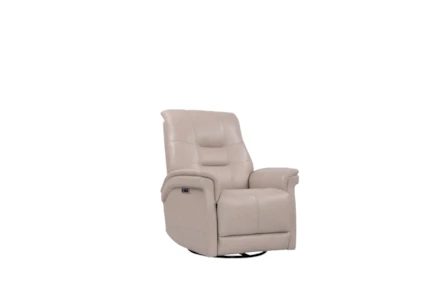 Crew Linen Leather Power Swivel Glider Recliner with Built-In Battery, Power Headrest & USB