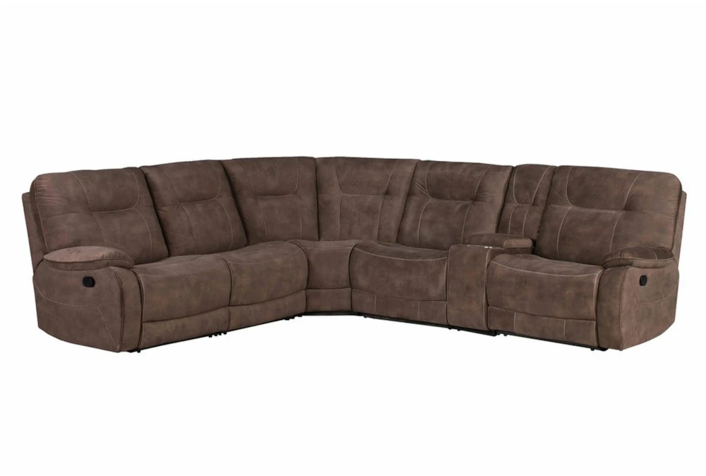 Dax Brown 132" 6 Piece Manual Reclining Modular Sectional with USB