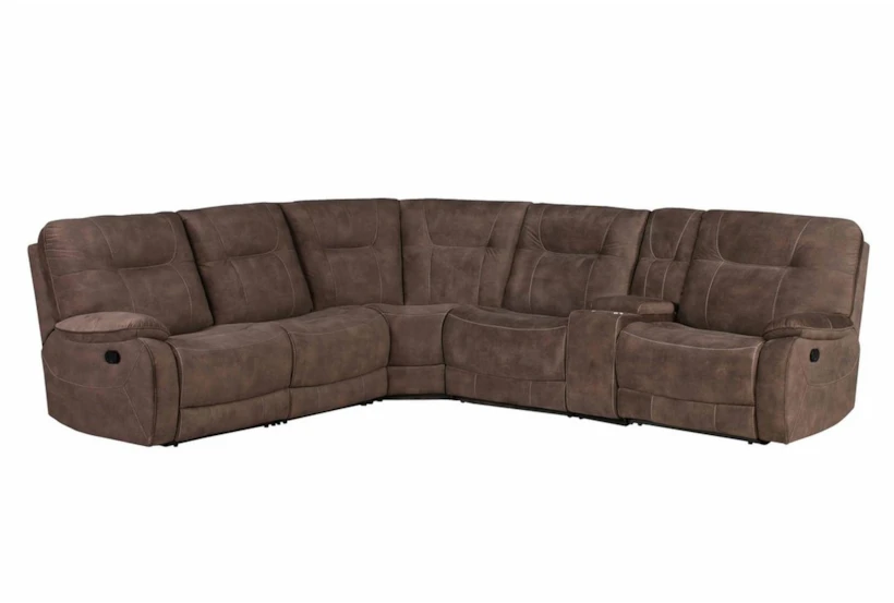 Dax Brown 132" 6 Piece Manual Reclining Modular Sectional with USB - 360