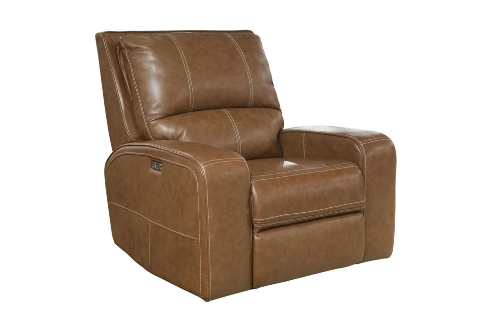 Briggs Bourbon Leather Power Recliner with Power Headrest & USB