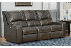 Briggs Twilight Leather 88" Power Reclining Sofa With Power Headrest & USB