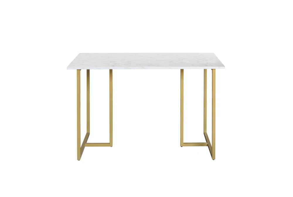Gold Metal Frame Writing Desk, White Marble Top Desk With Gold Legs