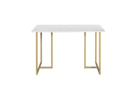 48 Inch Marble And Gold Metal Frame Writing Desk