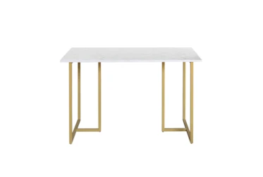 48 Inch Marble And Gold Metal Frame Writing Desk