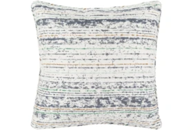 Outdoor Accent Pillow-Ivory Navy Stripe 16X16