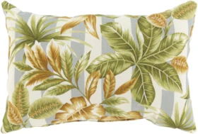Outdoor Accent Pillow-Grey Stripe Leaves 16X16