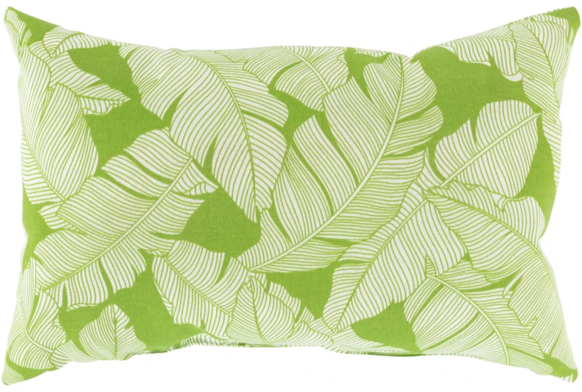 Outdoor Accent Pillow-White On Green Tropical Leaves 20X13 - 360