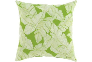 Outdoor Accent Pillow-White On Green Tropical Leaves 16X16