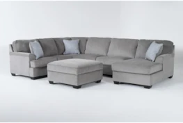 Calvin Alloy 3 Piece 137" Sectional With Right Arm Facing Chaise And Ottoman