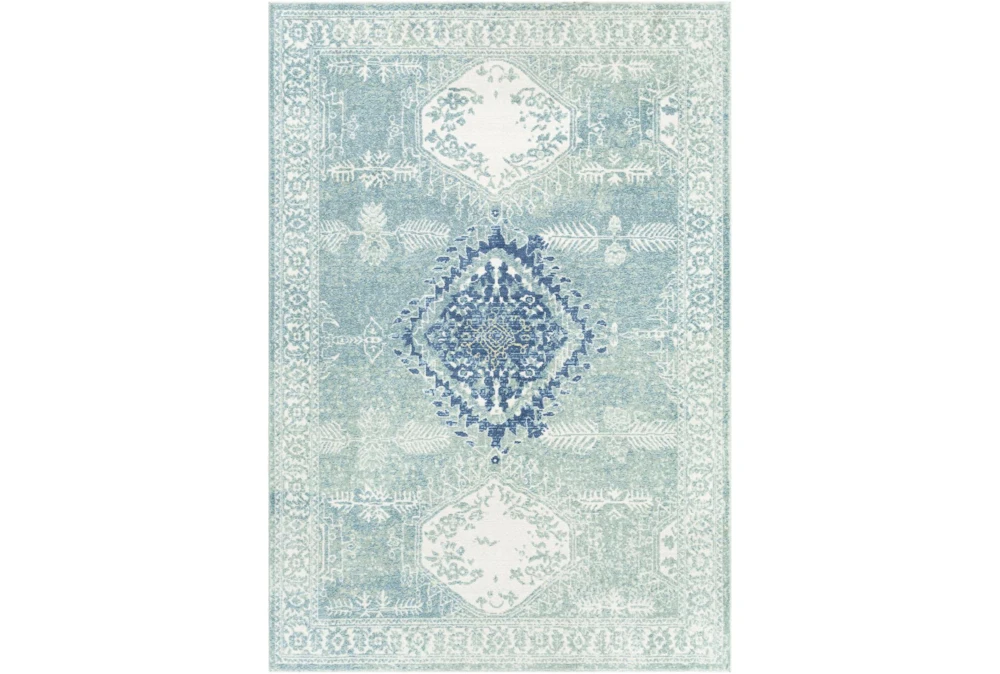 5'3"X7'3" Outdoor Rug-Green With Blue Diamond