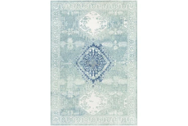 7'X9' Outdoor Rug-Green With Blue Diamond