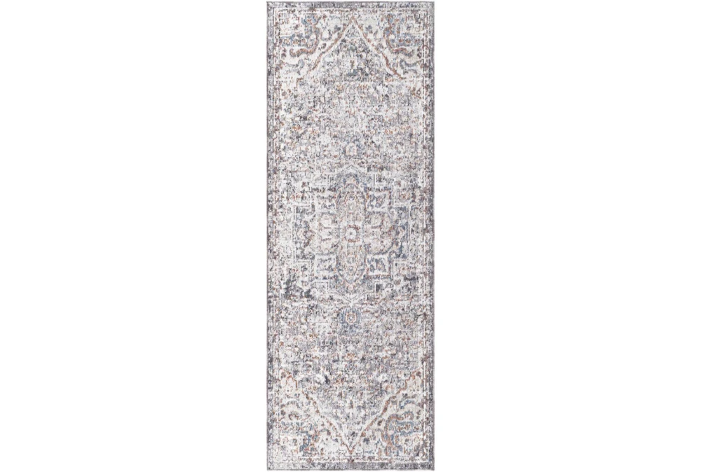 2'7"X7'3 Outdoor Rug-Charcoal Multi Muted Design