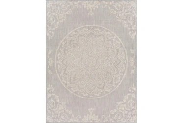 7'10"X10' Outdoor Rug-Taupe & Ivory Lace Medallion