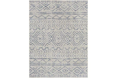 5'3"X7' Outdoor Rug-Blue & Ivory Moroccan Design