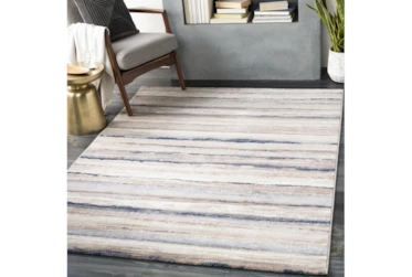 5'3"X7'1" Rug-Blue & Taupe Muted Stripes