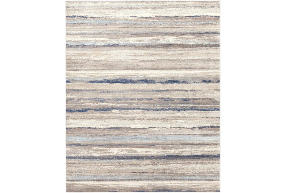 7'8"X10' Rug-Blue & Taupe Muted Stripes