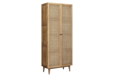 Wood + Cane Tall 2 Door Cabinet