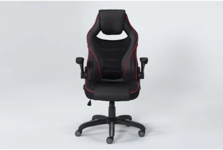 Theory Black Rolling Office Gaming Desk Chair With Red Trim - Main