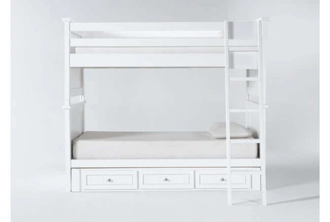 Mateo White Twin Over Twin Bunk Bed With 3 Drawer Storage Unit - 360
