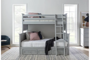 Mateo Grey Twin Over Full Bunk Bed With 3 Drawer Storage Unit