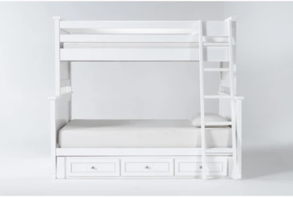 Mateo White Twin Over Full Bunk Bed, Twin Over Full Bunk Bed With Storage White