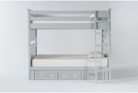 Mateo Grey Full Over Full Bunk Bed With 3 Drawer Storage Unit