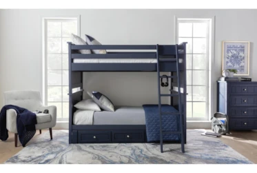 Mateo Blue Full Over Full Bunk Bed With 3 Drawer Storage Unit