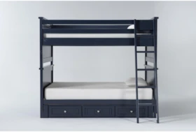 Mateo Blue Full Over Full Bunk Bed With 3 Drawer Storage Unit