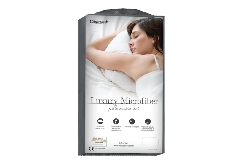Luxury Microfiber White King Pillowcase Set - 360