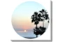 24X24 Coastal Sunset Palm With Gallery Wrap Canvas - Signature