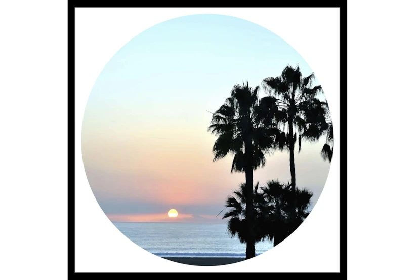 26X26 Coastal Sunset Palm With Black Frame - 360