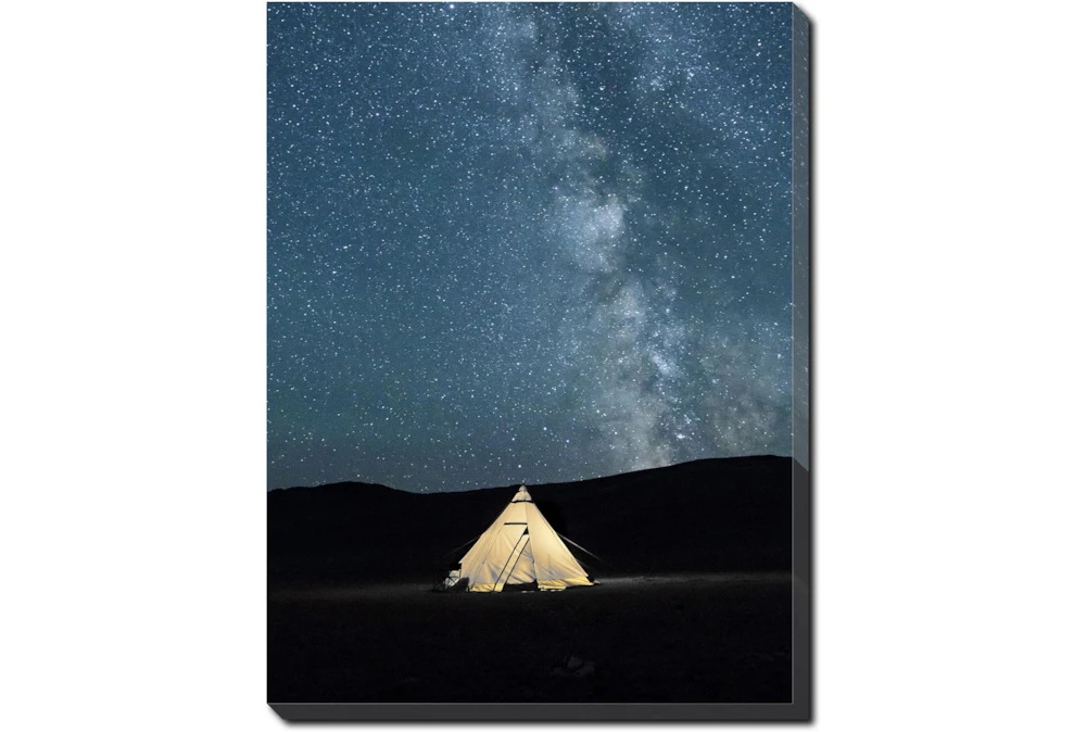 30X40 Remote Accommodations Under Night Sky With Gallery Wrap Canvas