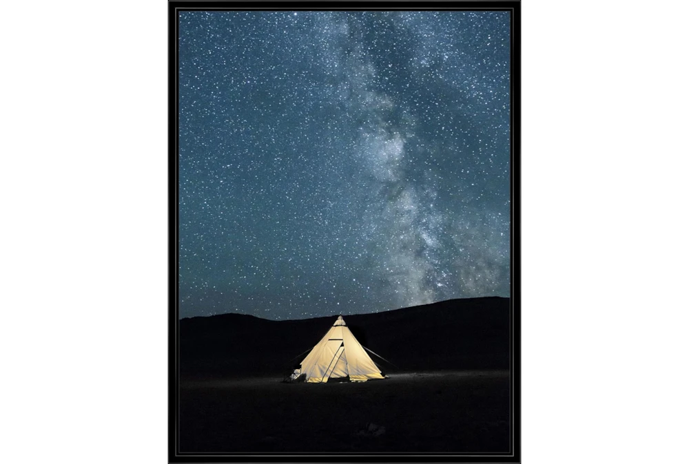 32X42 Remote Accommodations Under Night Sky With Black Frame