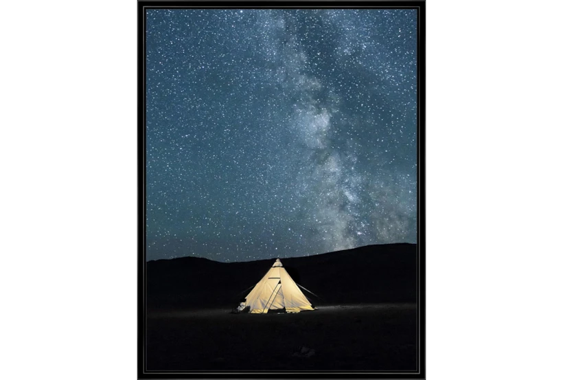 32X42 Remote Accommodations Under Night Sky With Black Frame - 360