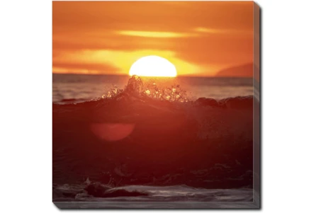 24X24 Ocean Sunset With Gallery Wrap Canvas